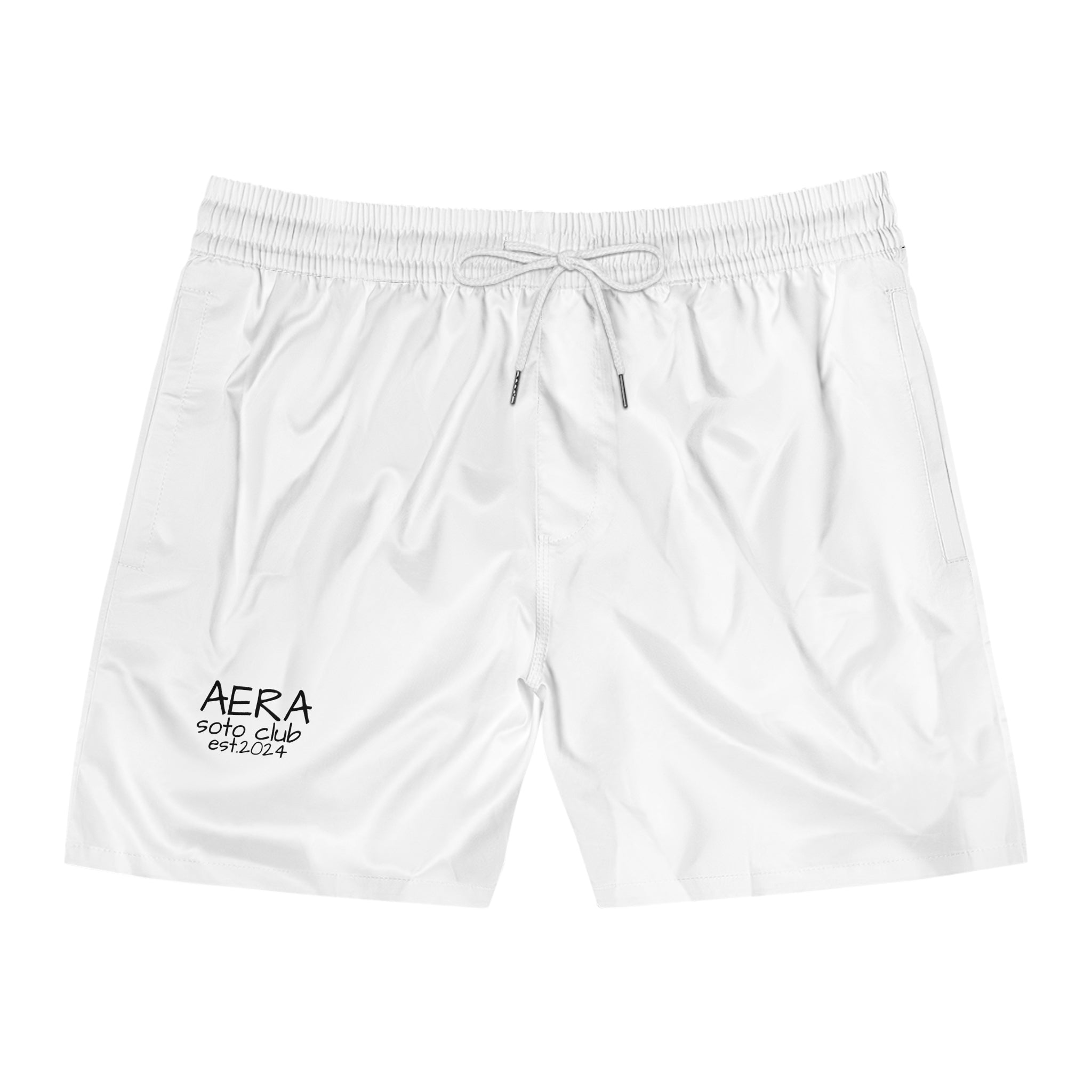 Men's AERA Surf Club Swim Shorts – Mid-Length White Beach Trunks
