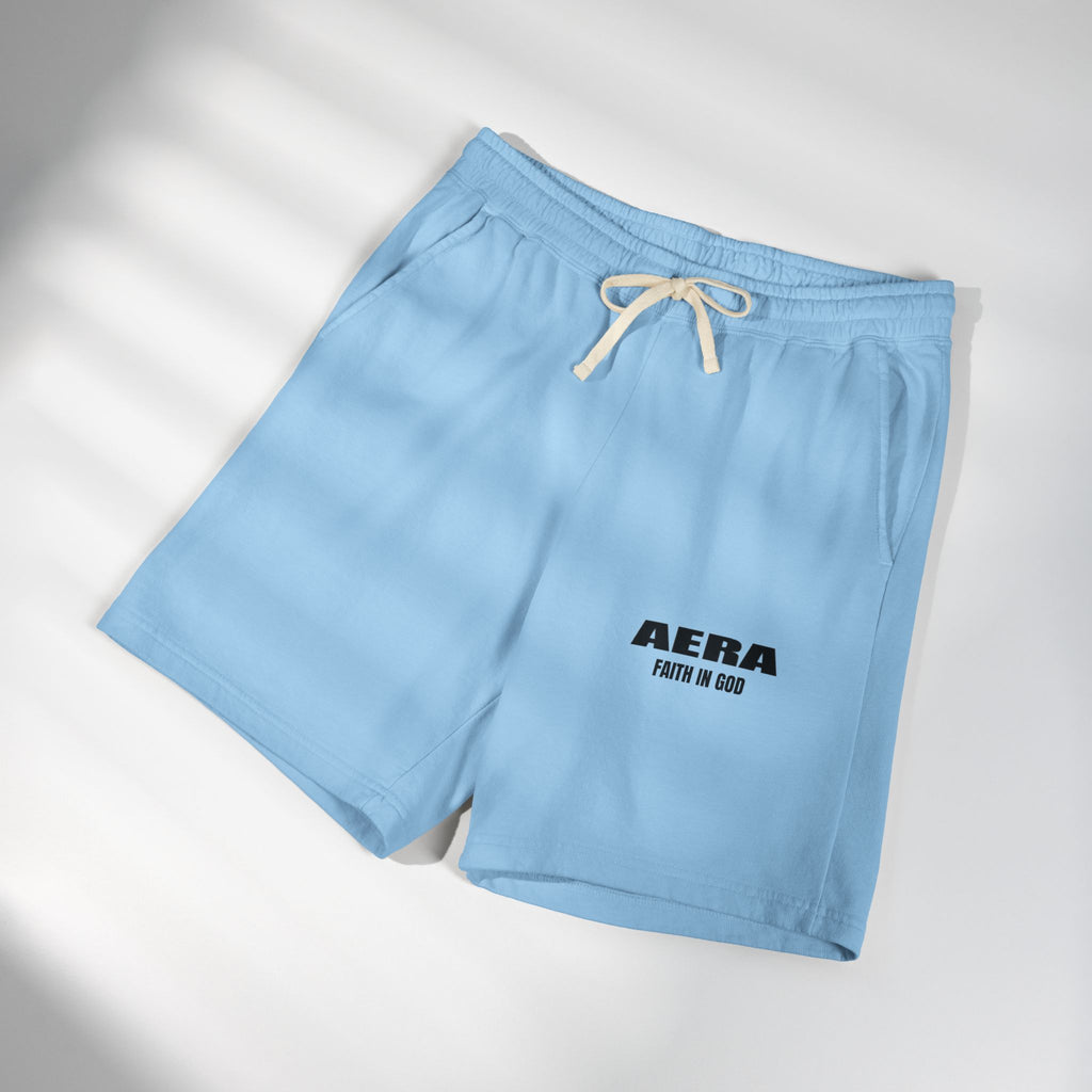 Fleece Sweat Shorts — AERA "Faith in God" Garment-Dyed Lightweight Lounge Shorts