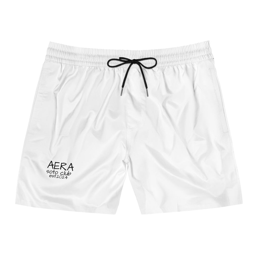 Men's AERA Surf Club Swim Shorts – Mid-Length White Beach Trunks