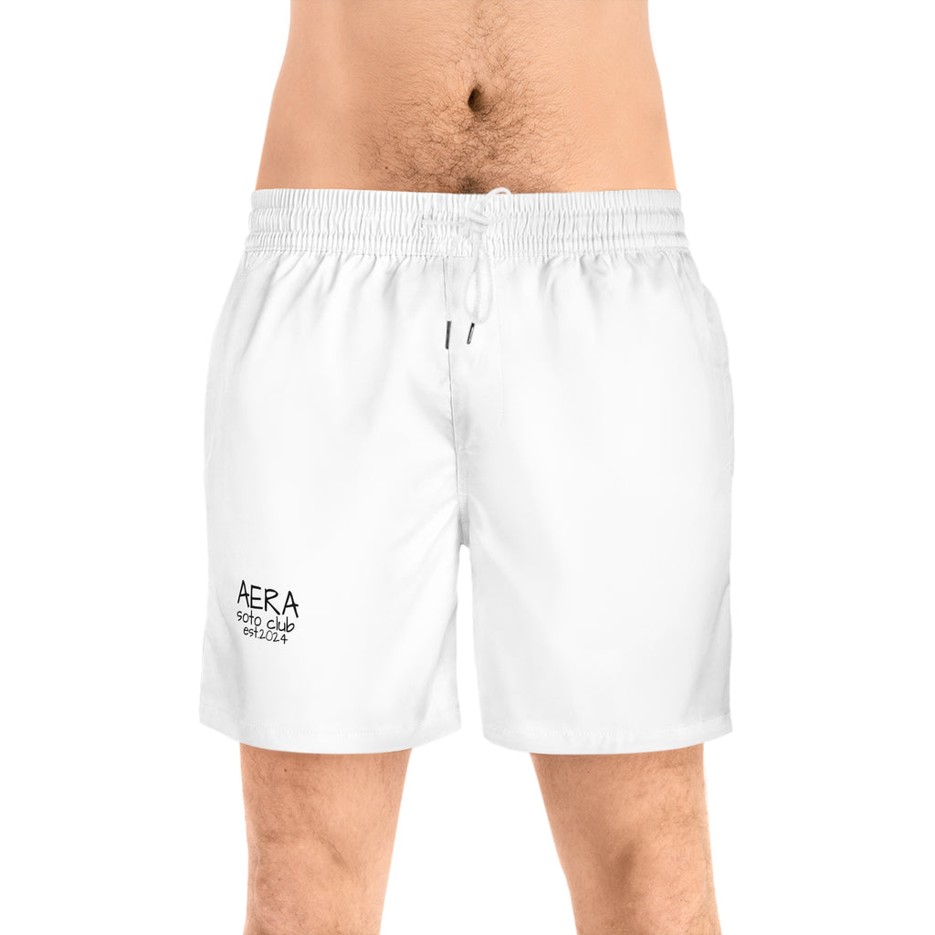 Men's AERA Surf Club Swim Shorts – Mid-Length White Beach Trunks