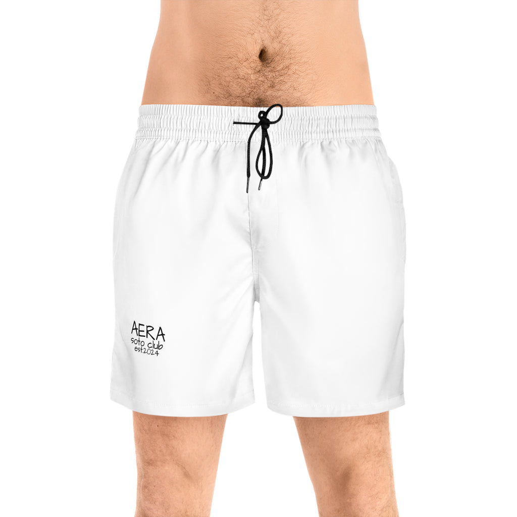 Men's AERA Surf Club Swim Shorts – Mid-Length White Beach Trunks