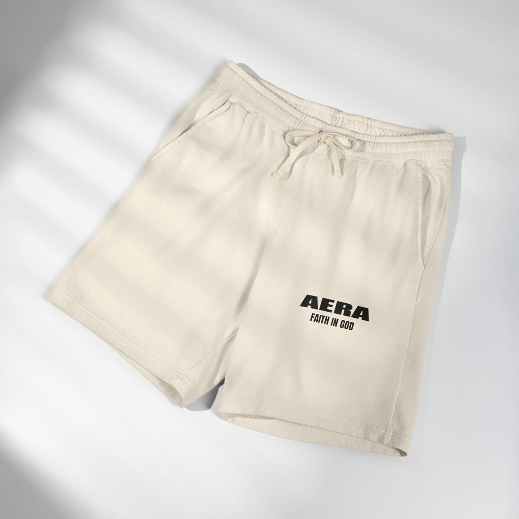 Fleece Sweat Shorts — AERA "Faith in God" Garment-Dyed Lightweight Lounge Shorts