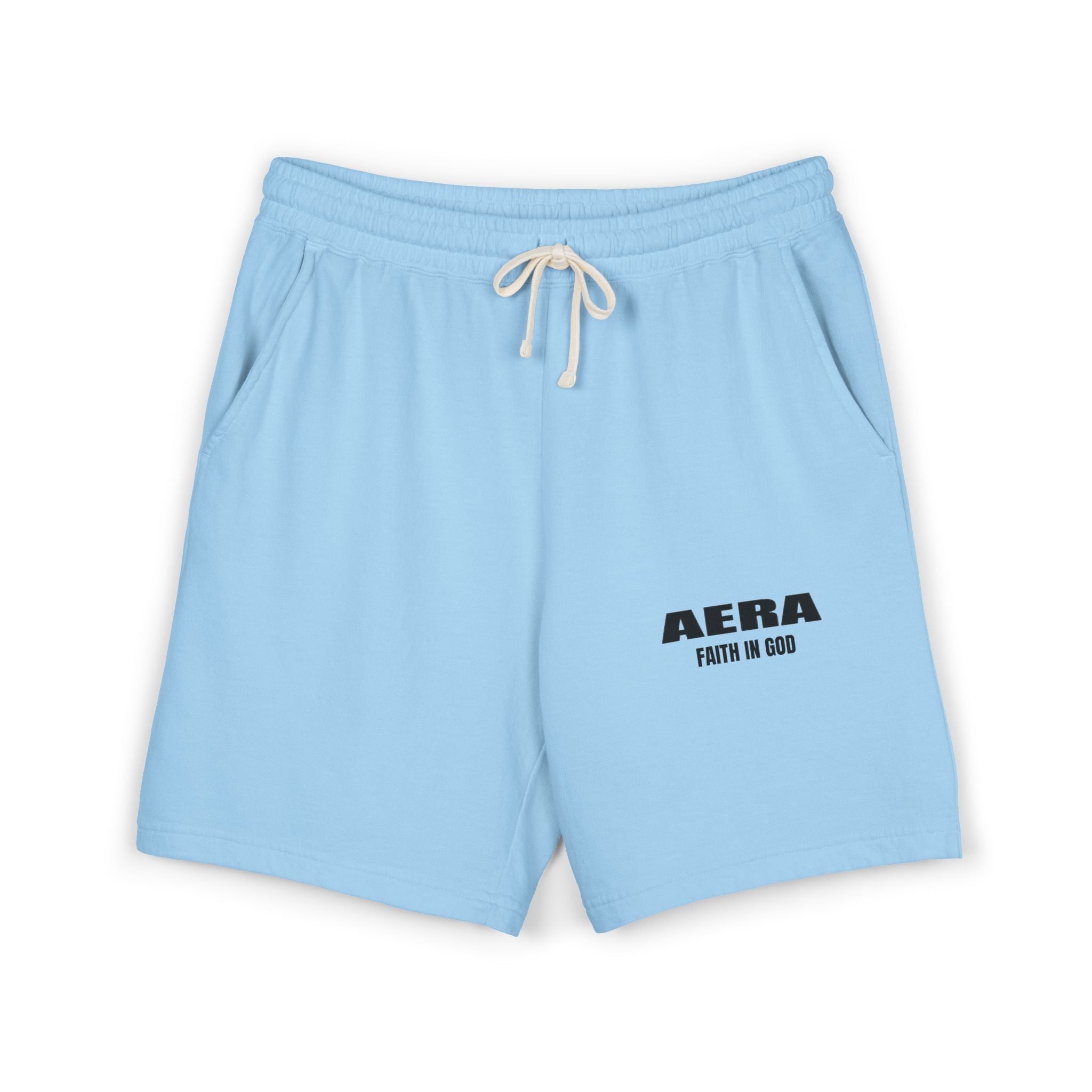 Fleece Sweat Shorts — AERA "Faith in God" Garment-Dyed Lightweight Lounge Shorts