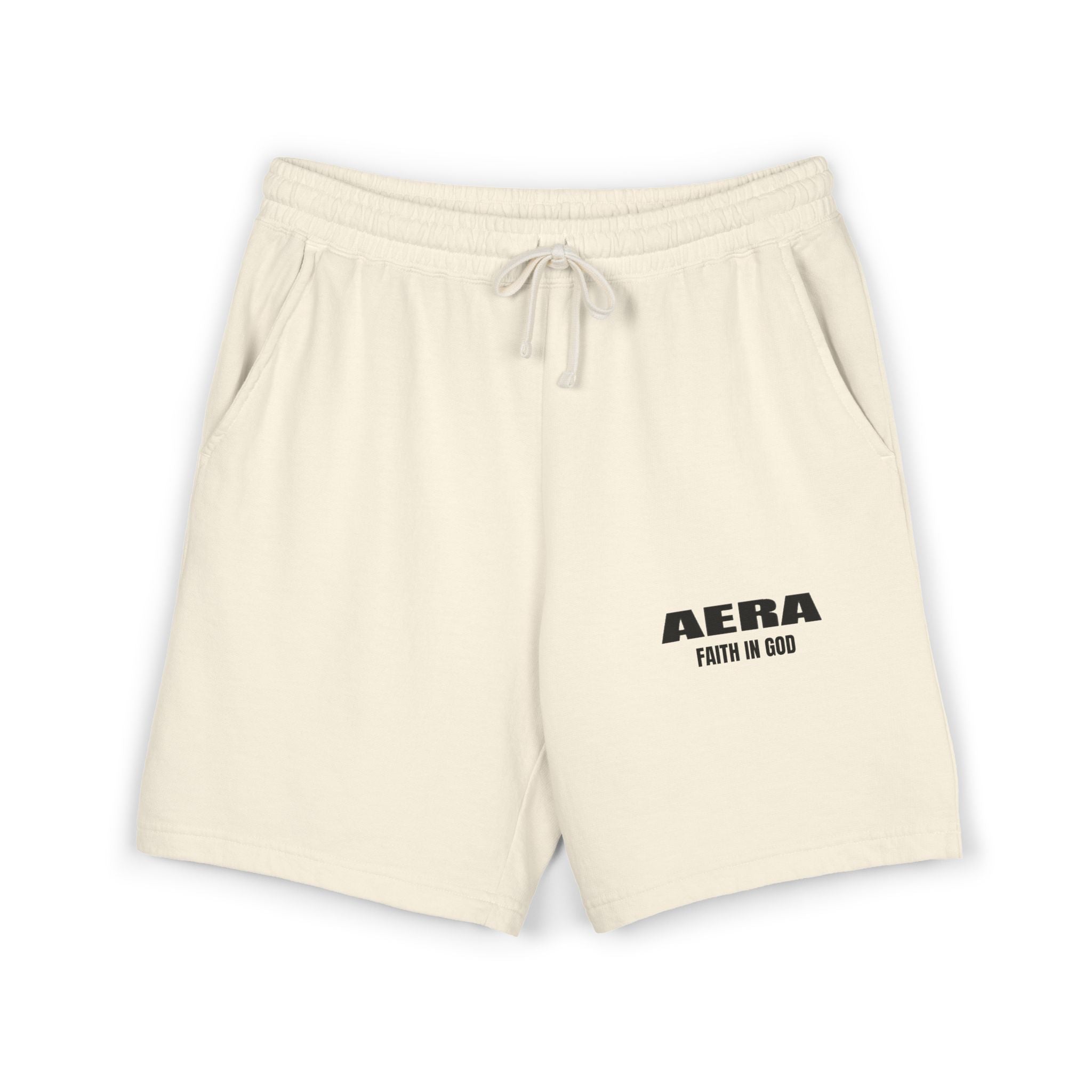 Fleece Sweat Shorts — AERA "Faith in God" Garment-Dyed Lightweight Lounge Shorts