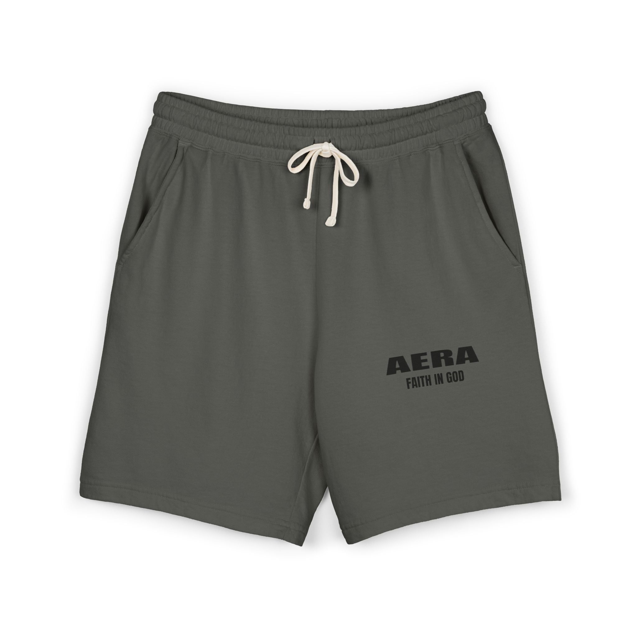 Fleece Sweat Shorts — AERA "Faith in God" Garment-Dyed Lightweight Lounge Shorts